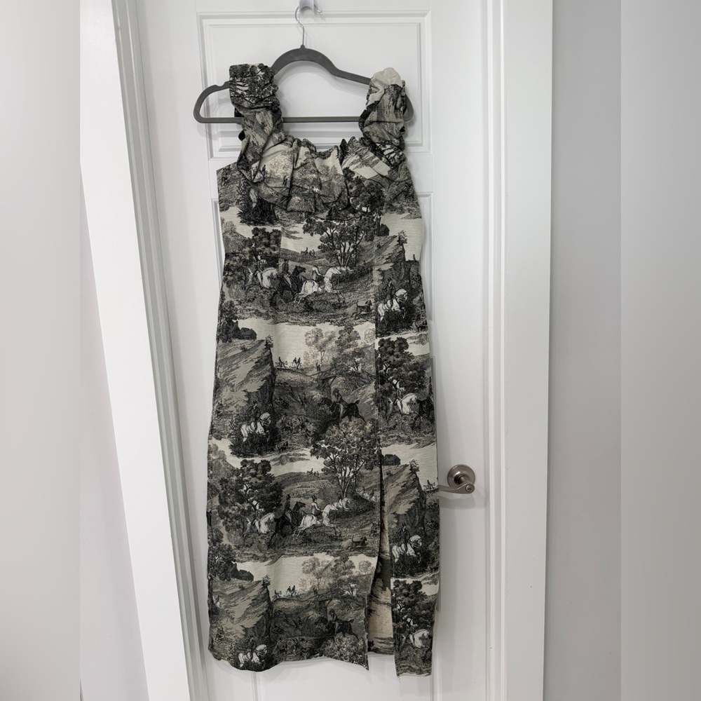 Tuckernuck Black and Cream Toile Midi Dress